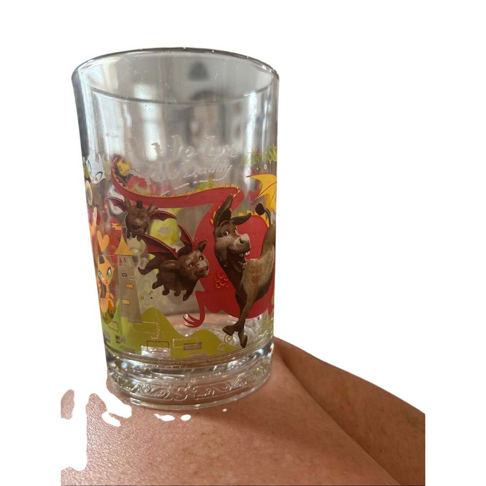 McDonald's Shrek the Third glass from 2007 featuring Donkey and Dragon.